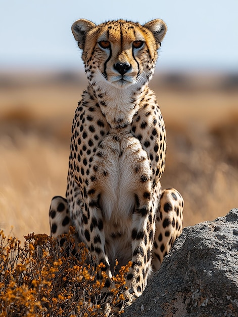 A cheetah with a cheetah on its face | Premium AI-generated