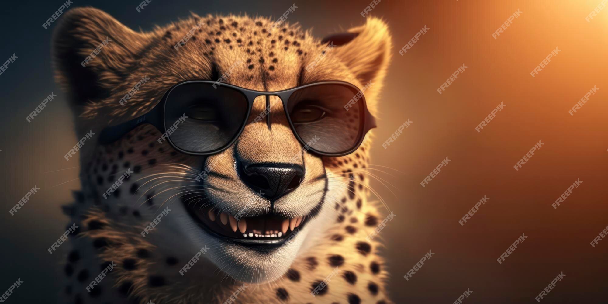 Premium Photo | A cheetah with sunglasses on