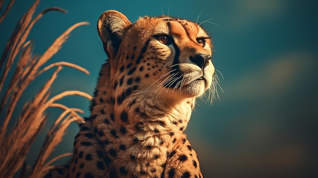 A cheetah with the title " the word cheetah " on the left.