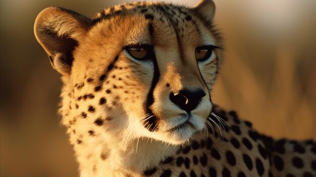 A cheetah with a yellow background