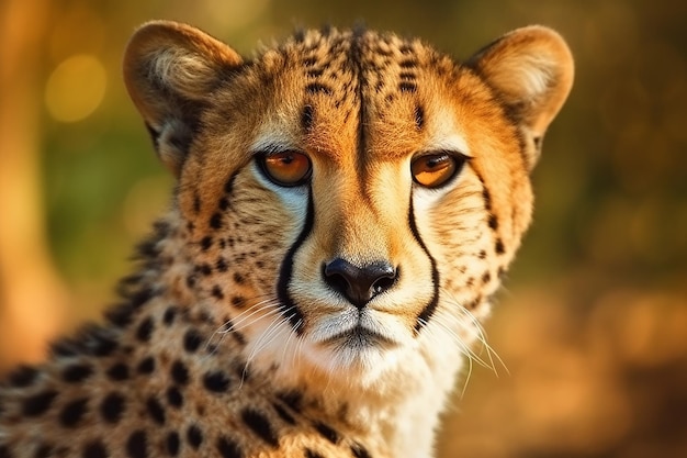 A cheetah with a yellow eye