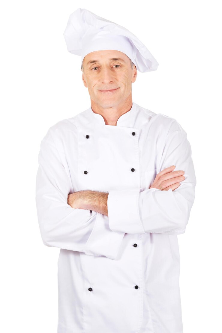 Photo chef against white background