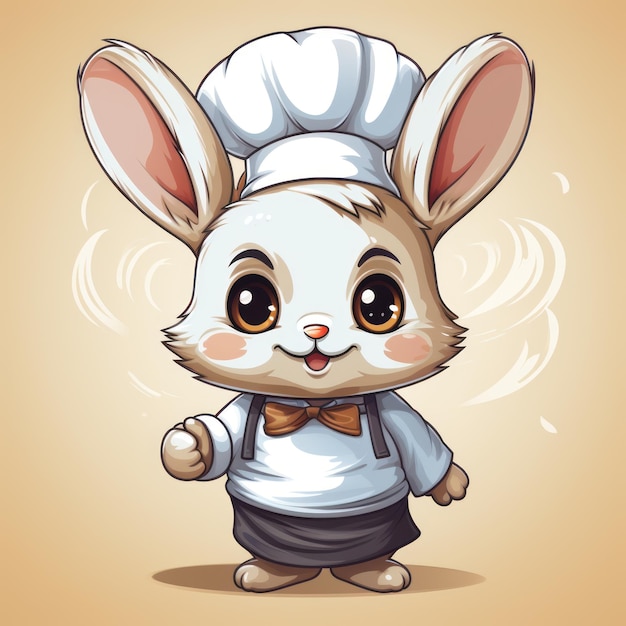 шеф-повар кролик в шляпе шеф-повара и фартуке