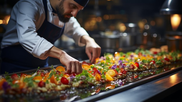 Premium Photo | Chef carefully plating a dish
