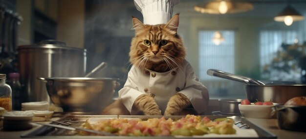 Photo chef cat generative ai