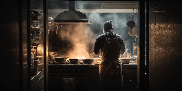 Chef cooking food in the kitchen