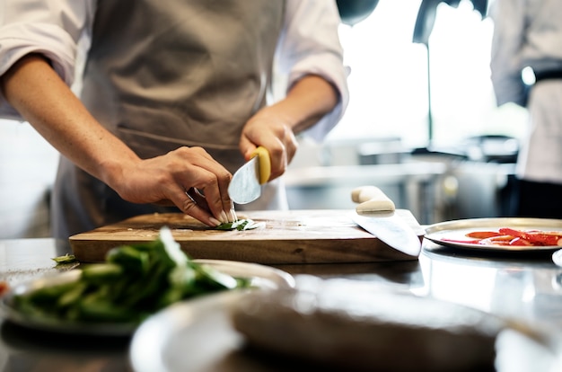 Chef cooking in restaurant kitchen