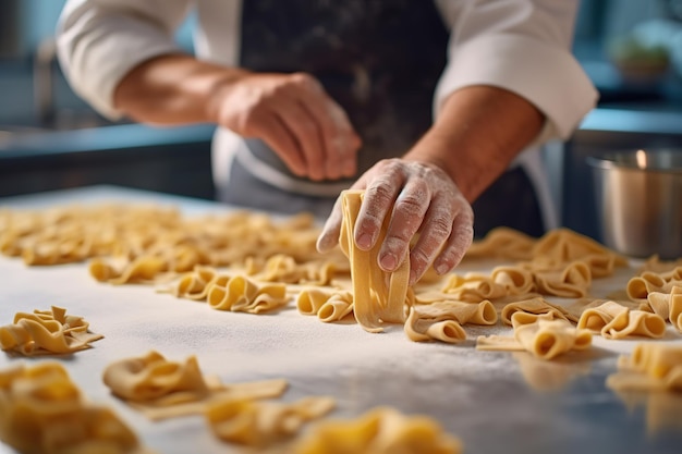 Chef cooking tasty italian pasta Generative AI