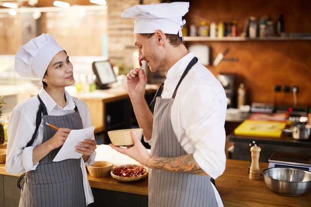 Chef creating dishes