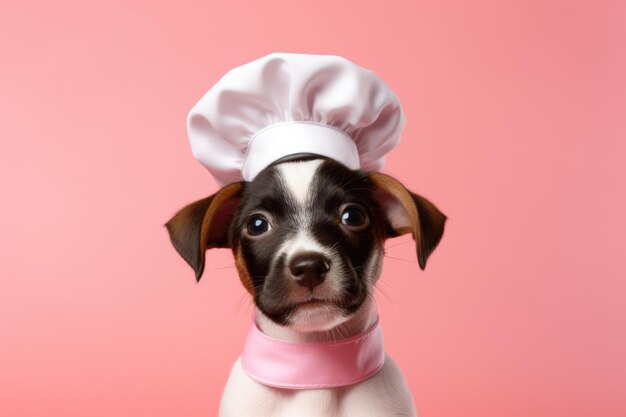 Photo chef cute dog with a hat