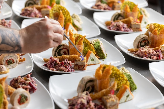 Chef decorating a dish