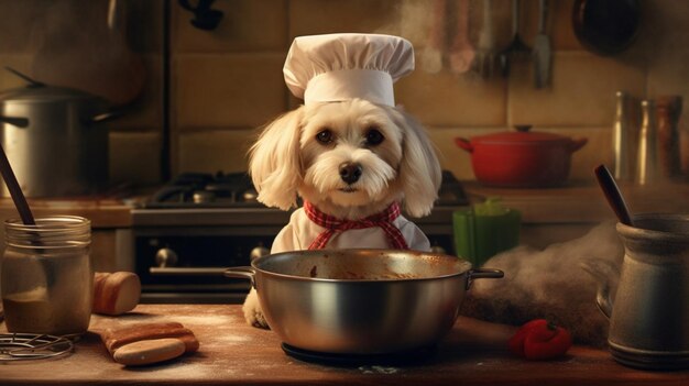 Photo chef dog cooking