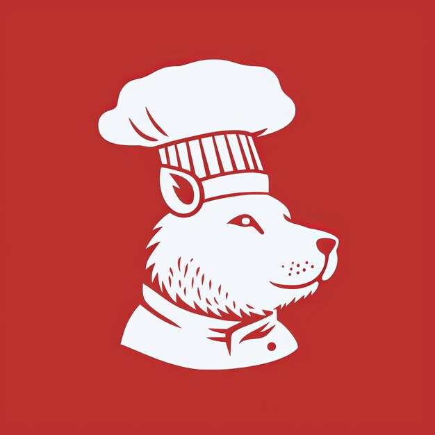 Photo chef dog vector illustration in light maroon and white