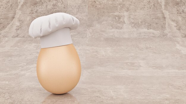 요리사 계란 개념 요리사 3d 렌더링