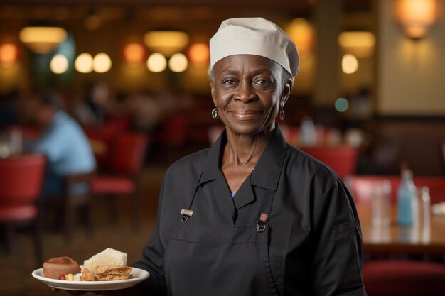 요리사 여성 아프리카 계 미국인 중년 자신감 포즈