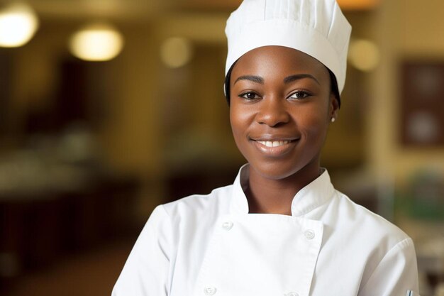 Chef female africanamerican young adult friendly smile pose