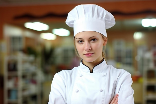 Шеф-повар женщина европеоид Молодой человек Уверенная поза