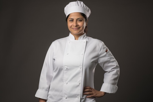 Chef female HispanicLatino Senior Friendly smile pose