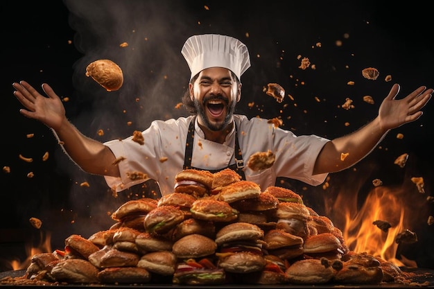 Chef Flipping BBQ Burgers beste BBQ foto fotografie