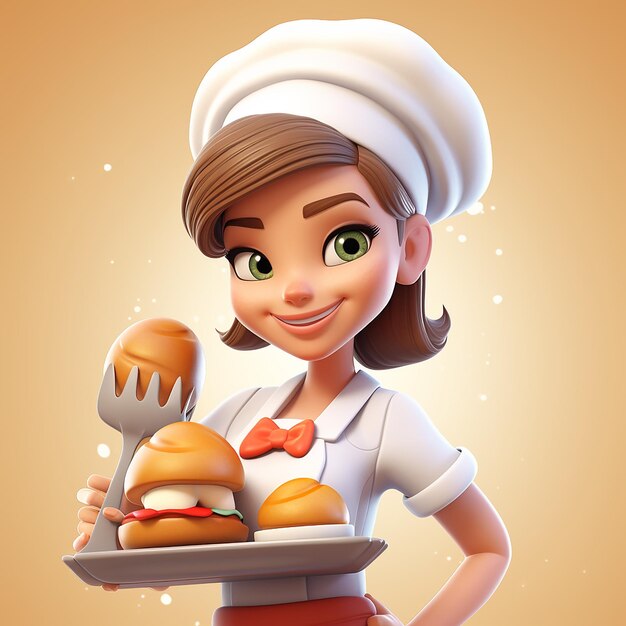 chef girl illustration