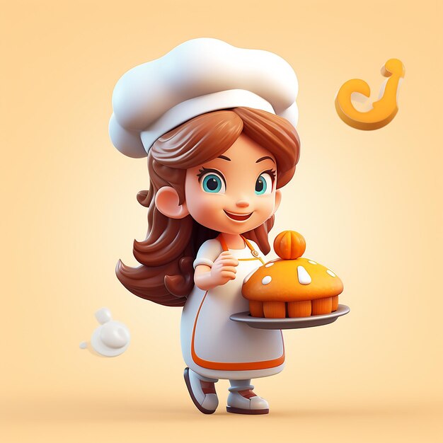 chef girl illustration