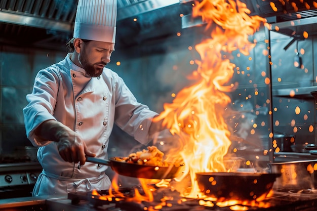 Chef Grilling Food