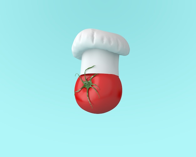 Chef hat with tomato concept 