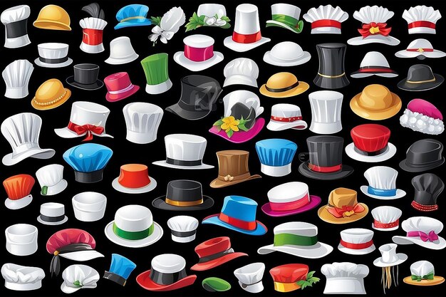 Photo chef hats vector set on black