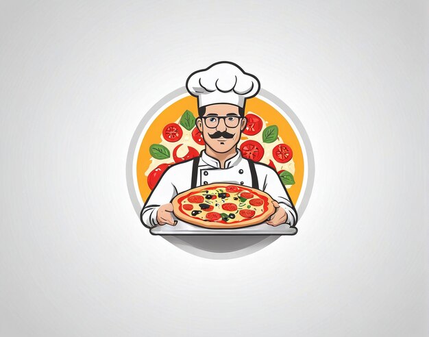 Photo a chef holding a pizza