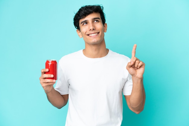 Chef holding a raw meat making phone gesture and pointing front