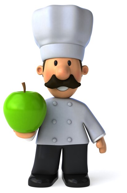 Chef illustration holding an apple