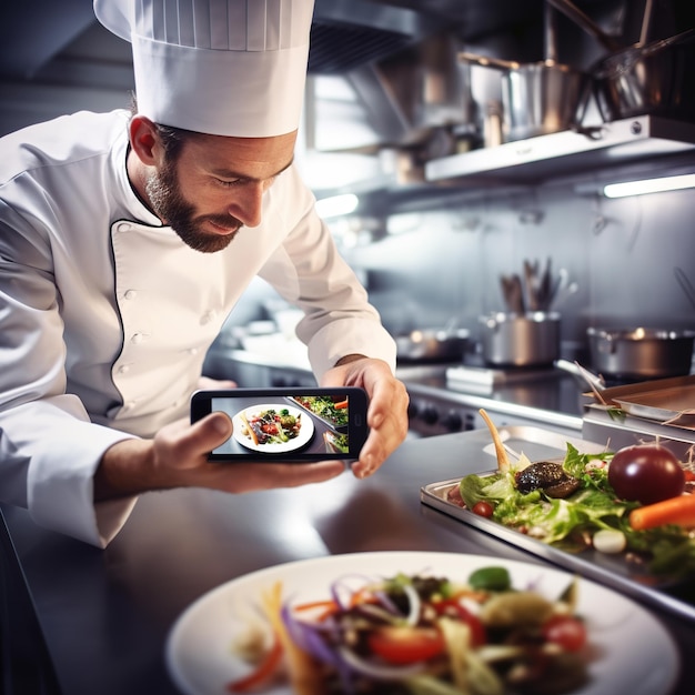 Chef-kok bereidt een gastronomisch gerecht voor