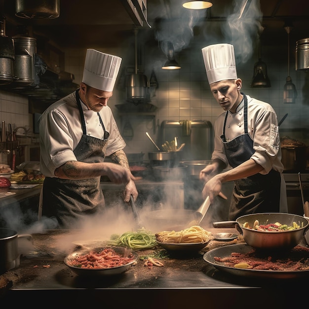 Chef-kok bereidt een gastronomisch gerecht voor