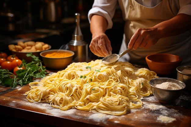 chef-kok bereidt pastadeeg