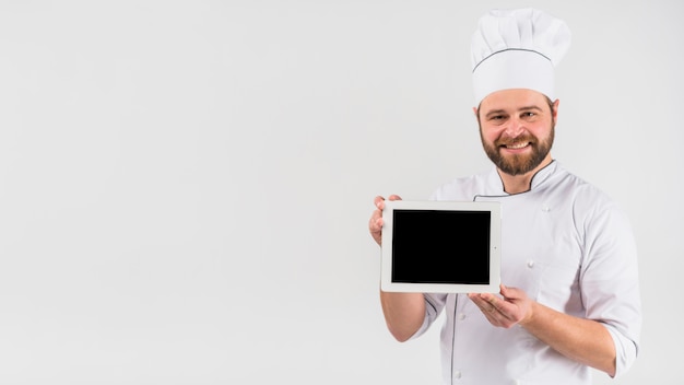 Chef-kok houden tablet