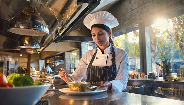 chef-kok koken in zijn restaurant