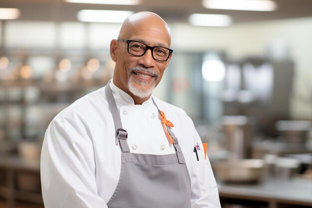 Chef-kok mannelijke AfricanAmerican Senior zelfverzekerd pose