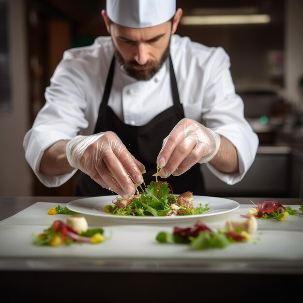 Foto lo chef prepara un aperitivo