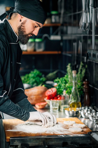 Chef Making Dough in a Restaurant