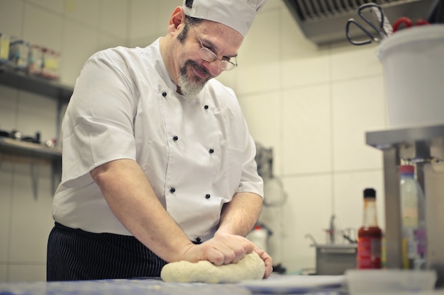 Chef making a dough