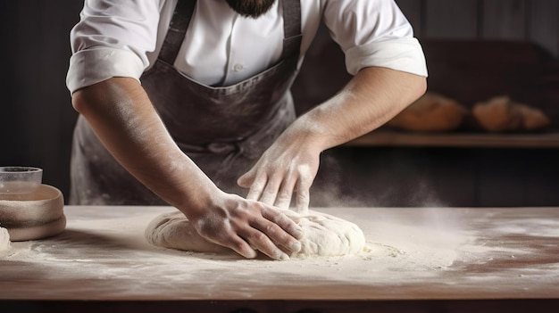 Chef making fresh dough for baking