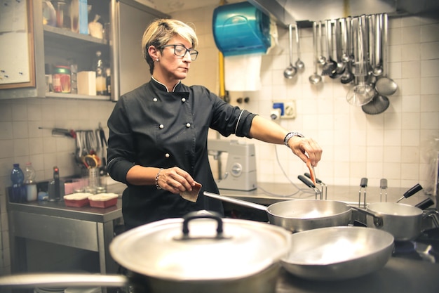 Chef making meals in a restaurant