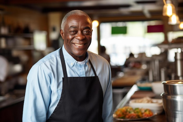 Chef male AfricanAmerican Middle aged Confident pose