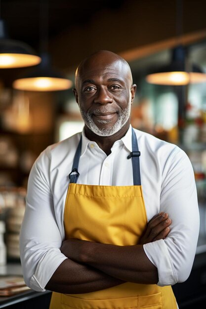 Chef male AfricanAmerican Senior Confident pose