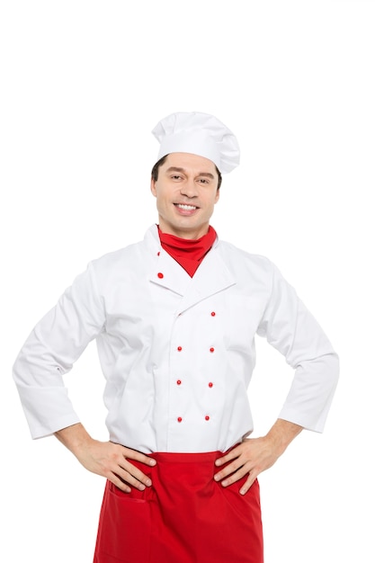사진 흰색에 요리사 남자입니다.