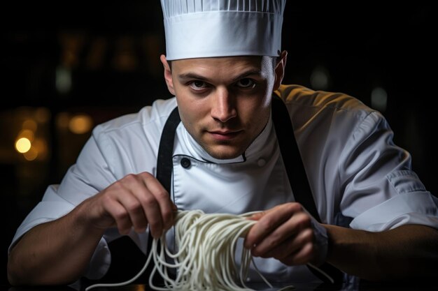 Chef man restaurant food standing male occupation uniform caucasian cook kitchen professional portrait