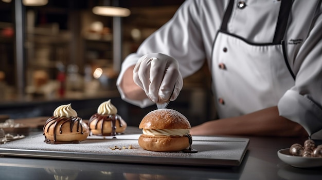 A chef prepares a pastry at the ritz