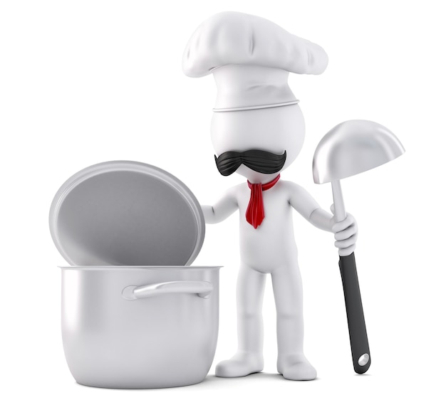 Chef Preparing Food. 3D illustration. Isolated. Contains clipping path