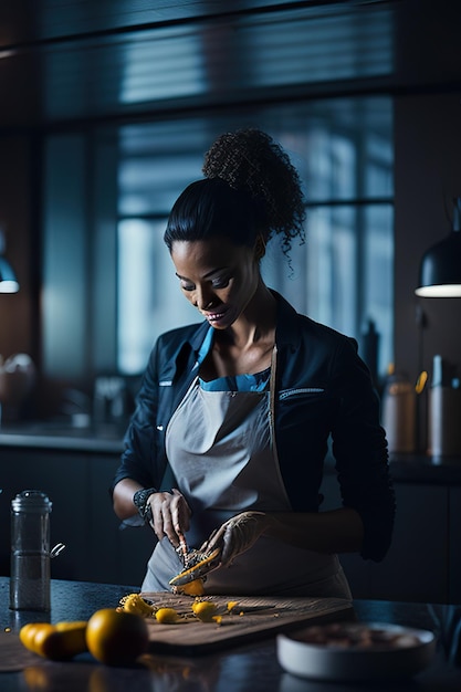 The chef preparing food in a modern kitchen Generative AI