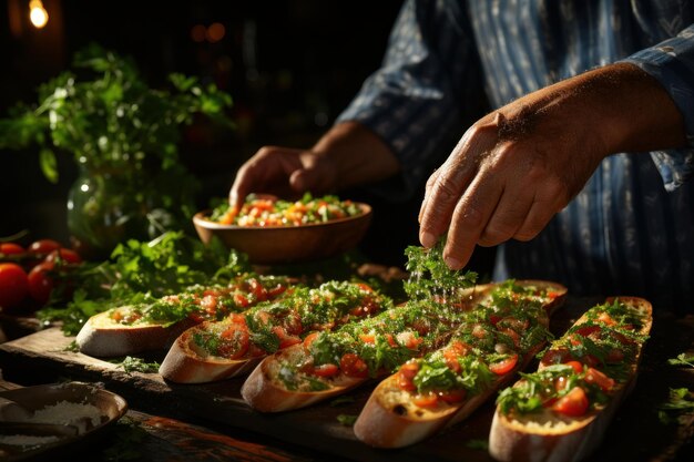 写真 料理を準備するシェフ